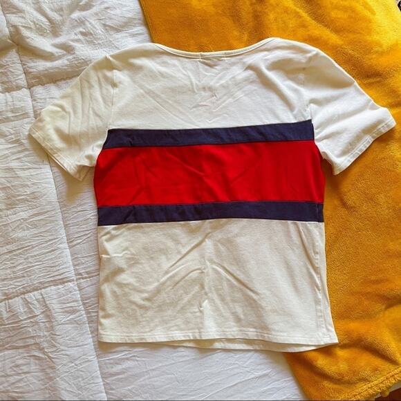 Heart & Hips Solid Stripe Patriotic T-Shirt Size Small - Picture 2 of 4